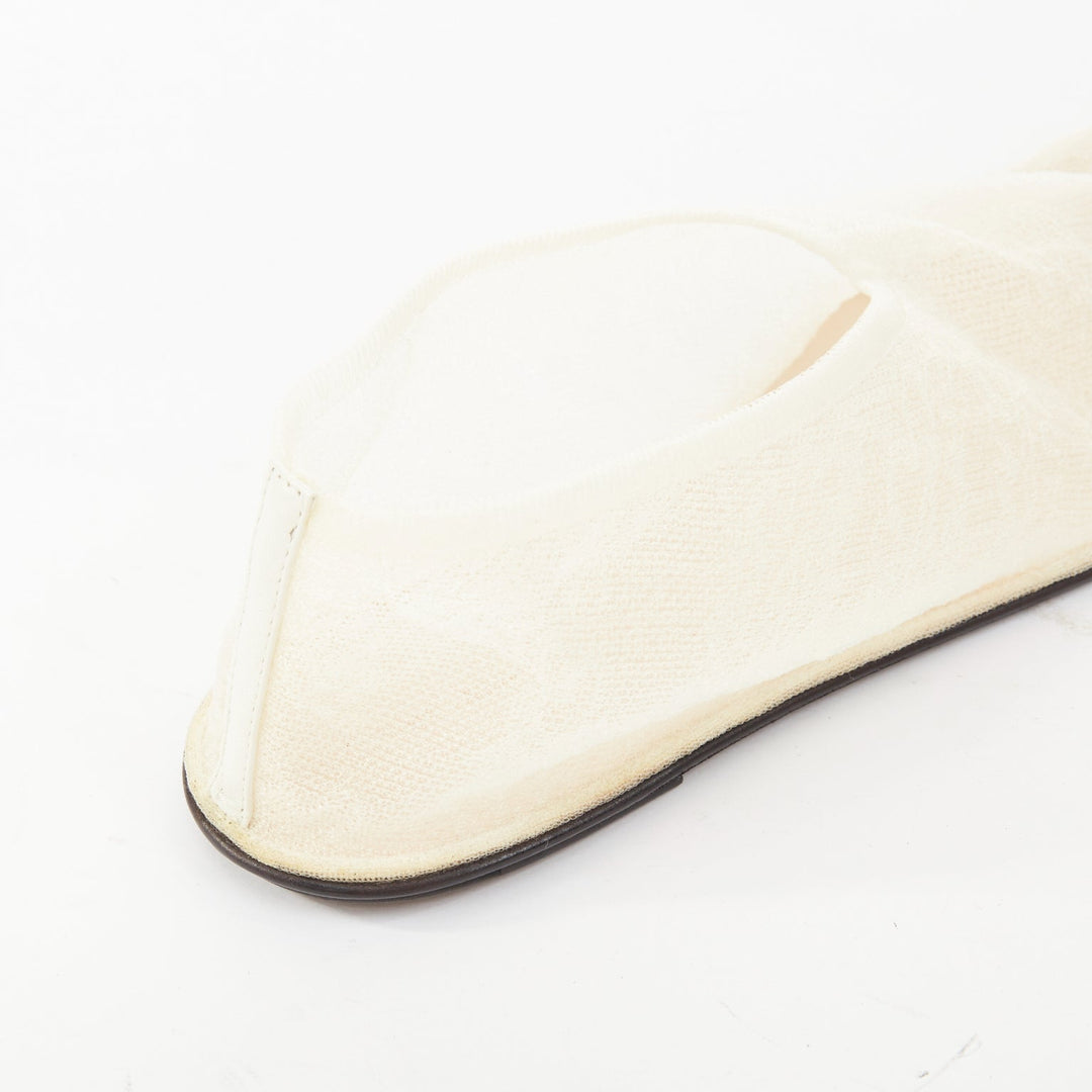 THE ROW Sock Mesh white sheer nylon black leather sole minimal ballet flats EU38