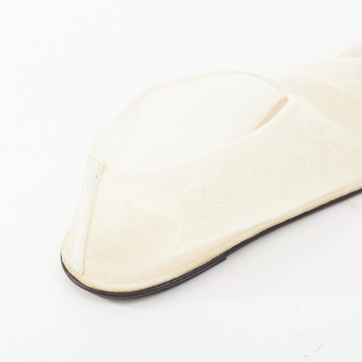 THE ROW Sock Mesh white sheer nylon black leather sole minimal ballet flats EU38