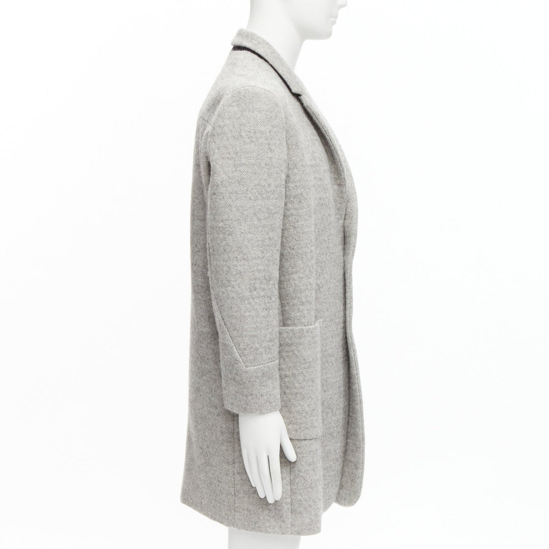 JIL SANDER grey virgin wool mohair alpaca blend minimalist coat IT48 M