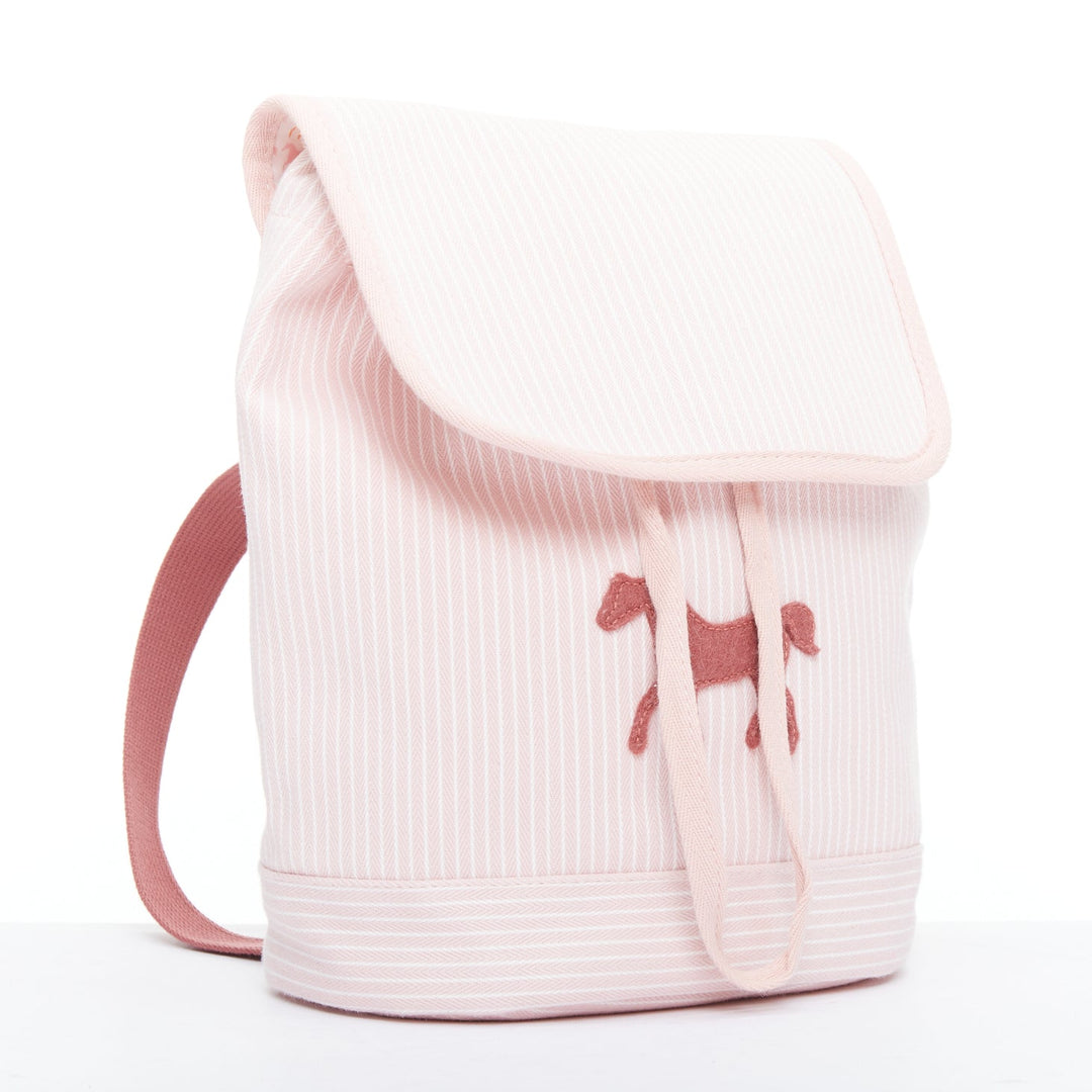 HERMES Cavalcolor pink white cotton wool felt horse backpack