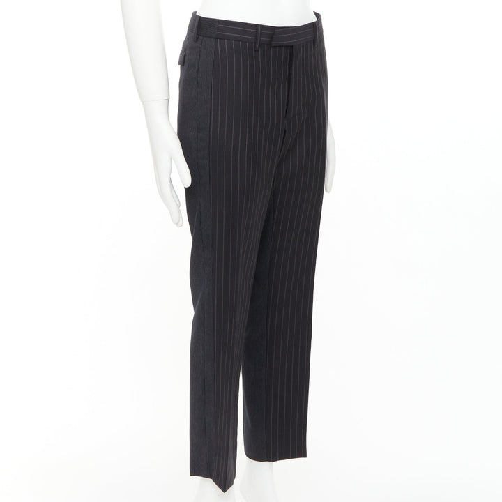 DIOR HOMME Hedi Slimane black 100% virgin wool pinsrtipe dress pants FR44 XS