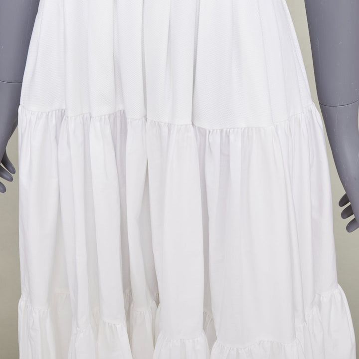 ALEXANDER MCQUEEN white cotton puff sleeves exaggerated collared dress IT40 S