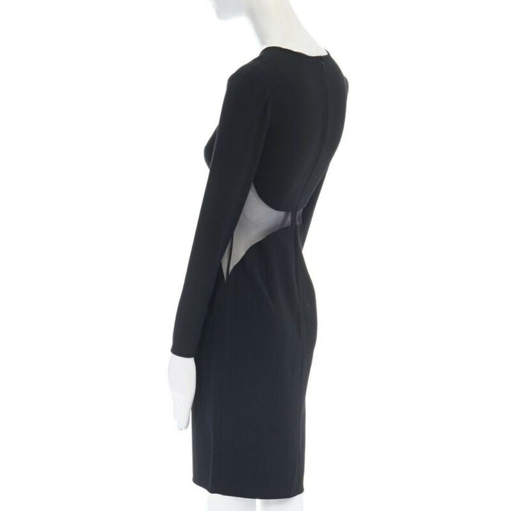 STELLA MCCARTNEY black sheer waist illusion cocktail dress FR36 S