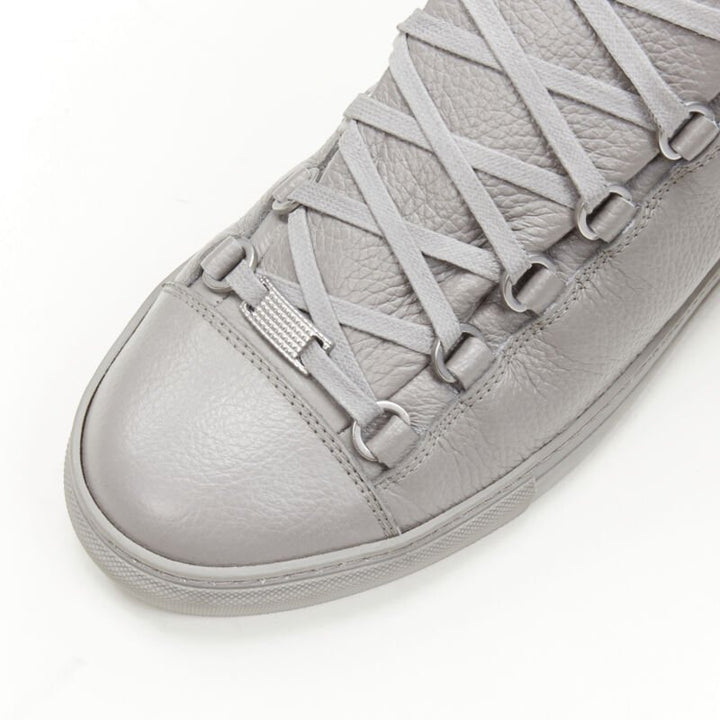 BALENCIAGA DEMNA Arena Pyrite Grey grained leather low sneakers EU45 US12