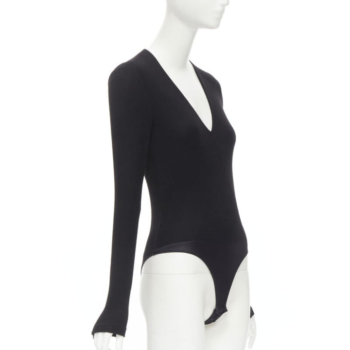 RALPH LAUREN Purple Collection 100% cashmere black wrap long sleeve body top XS