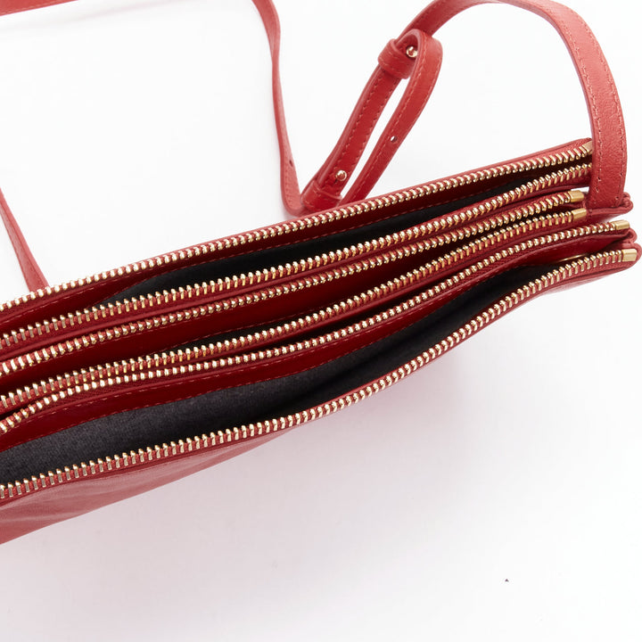 OLD CELINE Phoebe Philo Trio red leather detachable shoulder strap crossbody bag