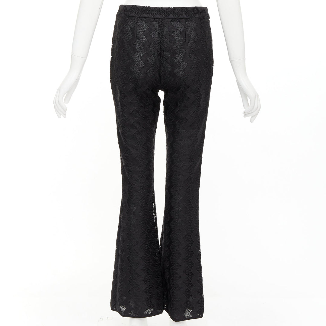 GIAMBATTISTA VALLI GIAMBA black zigzag lace lined flare pants IT40 XS