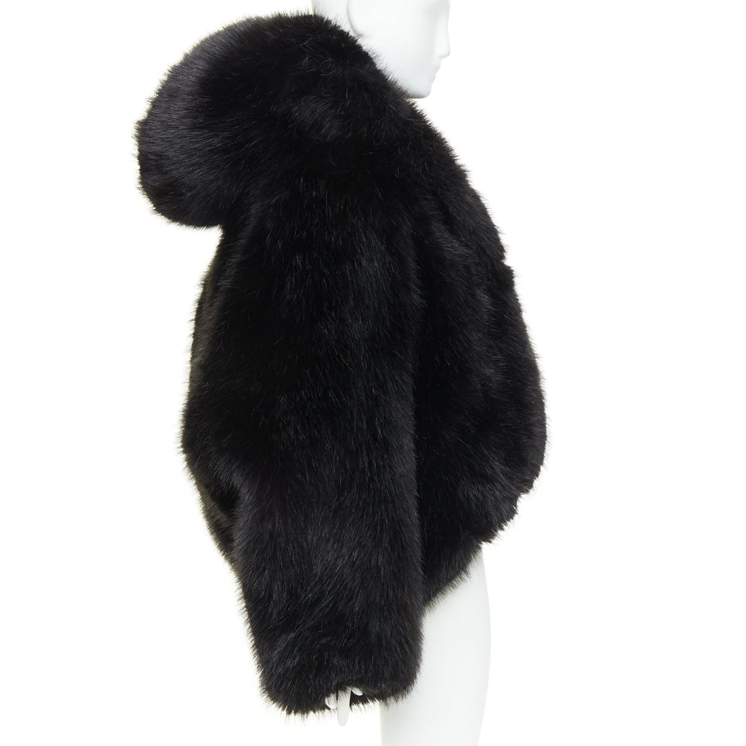 rare ALEXANDRE VAUTHIER COUTURE 2023 Runway black faux fur oversized cocoon coat