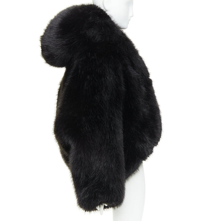 rare ALEXANDRE VAUTHIER COUTURE 2023 Runway black faux fur oversized cocoon coat
