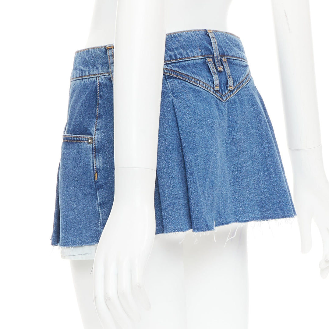 DODO BAR OR Lennon Mini Skirt blue pleated front brown tag short skirt IT34 S