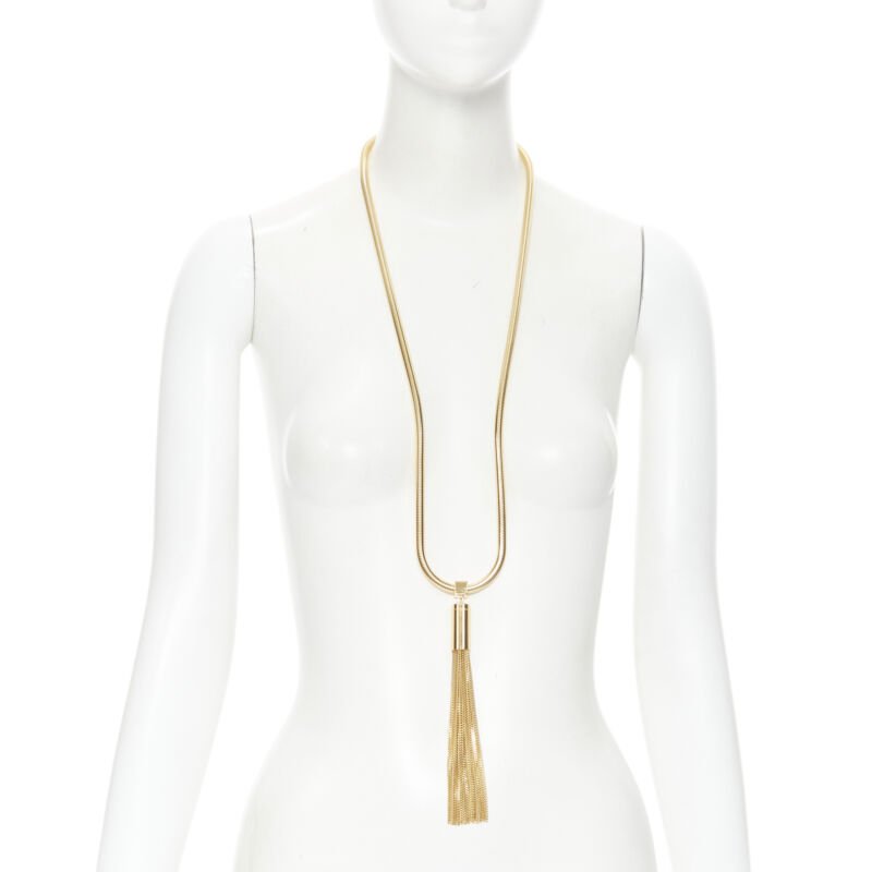 SAINT LAURENT Hedi Slimane 2013 Runway Opium gold tassel necklace Rihanna
