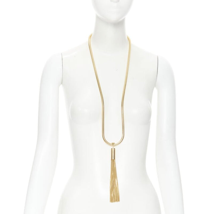 SAINT LAURENT Hedi Slimane 2013 Runway Opium gold tassel necklace Rihanna