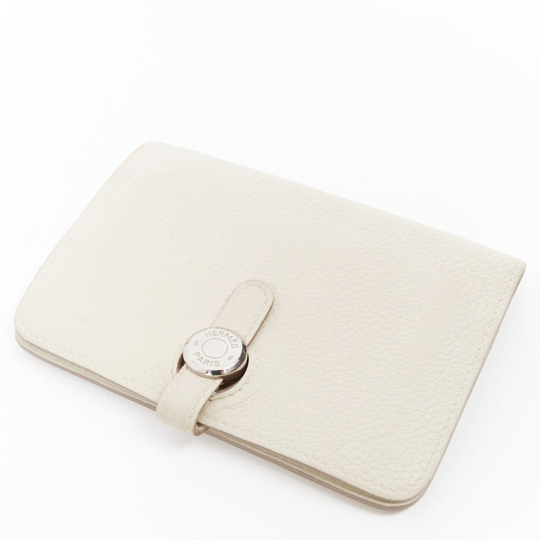 HERMES Dugon Duo cream togo leather SHW loop through coin purse