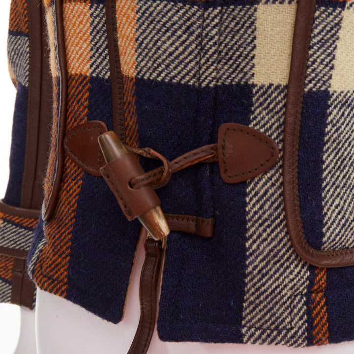 DSQUARED2 2004 Runway brown navy plaid duffle Montgomery cropped jacket IT40 S