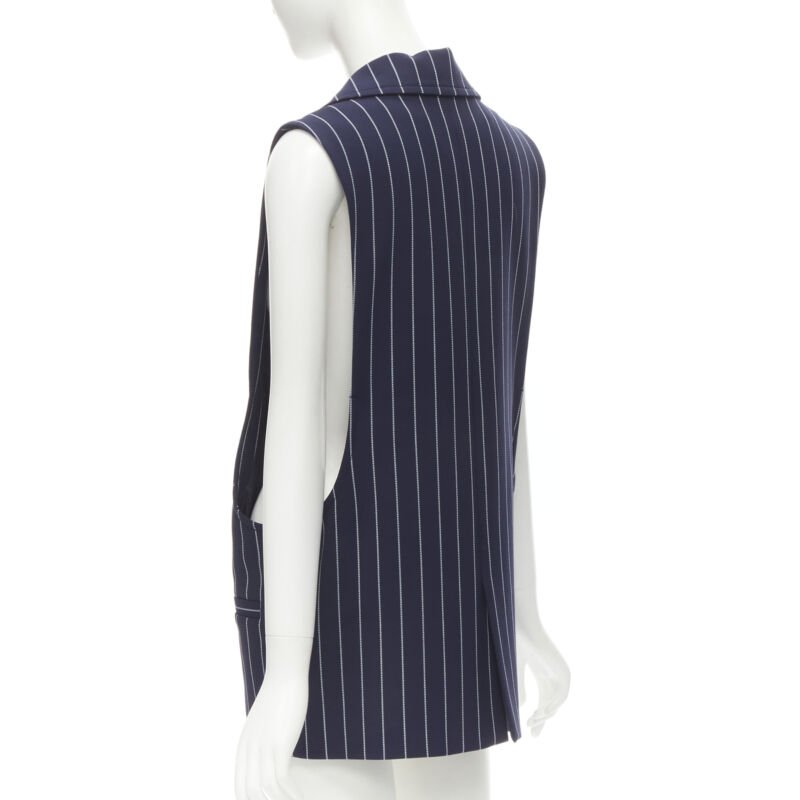 SEE. BY CHLOE blue white striped dropped armhole boxy vest FR36 S