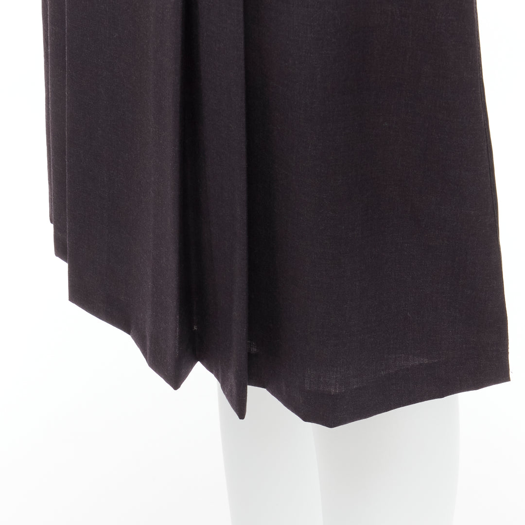 MAISON MARGIELA 1997 Vintage black wool open back pleated half skirt FR42 XL