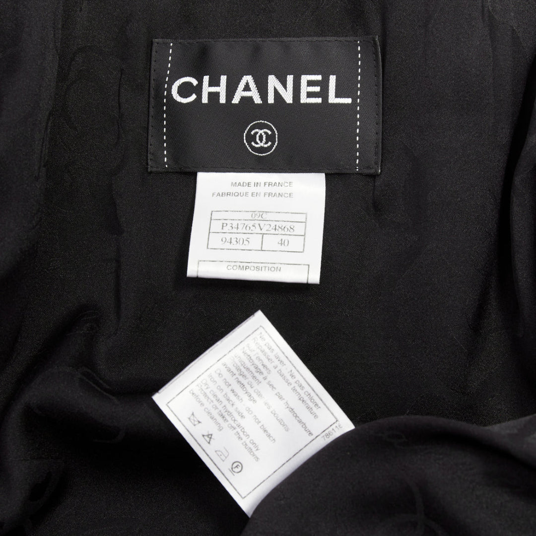 CHANEL 09C Runway Miami black sequin notched collar tailored blazer FR40 L