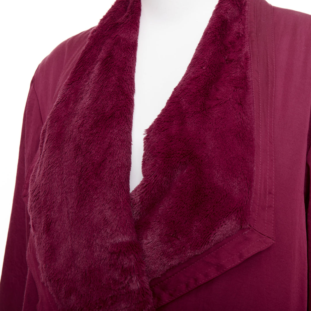 DONNA KARAN Sleepwear burgundy red towel lined belted bath robe M