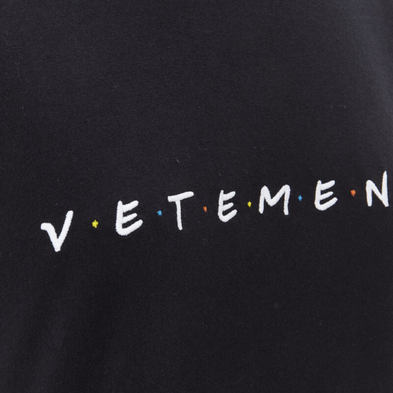 VETEMENTS Friends logo embroidered Limited Edition black cotton long tshirt  XS