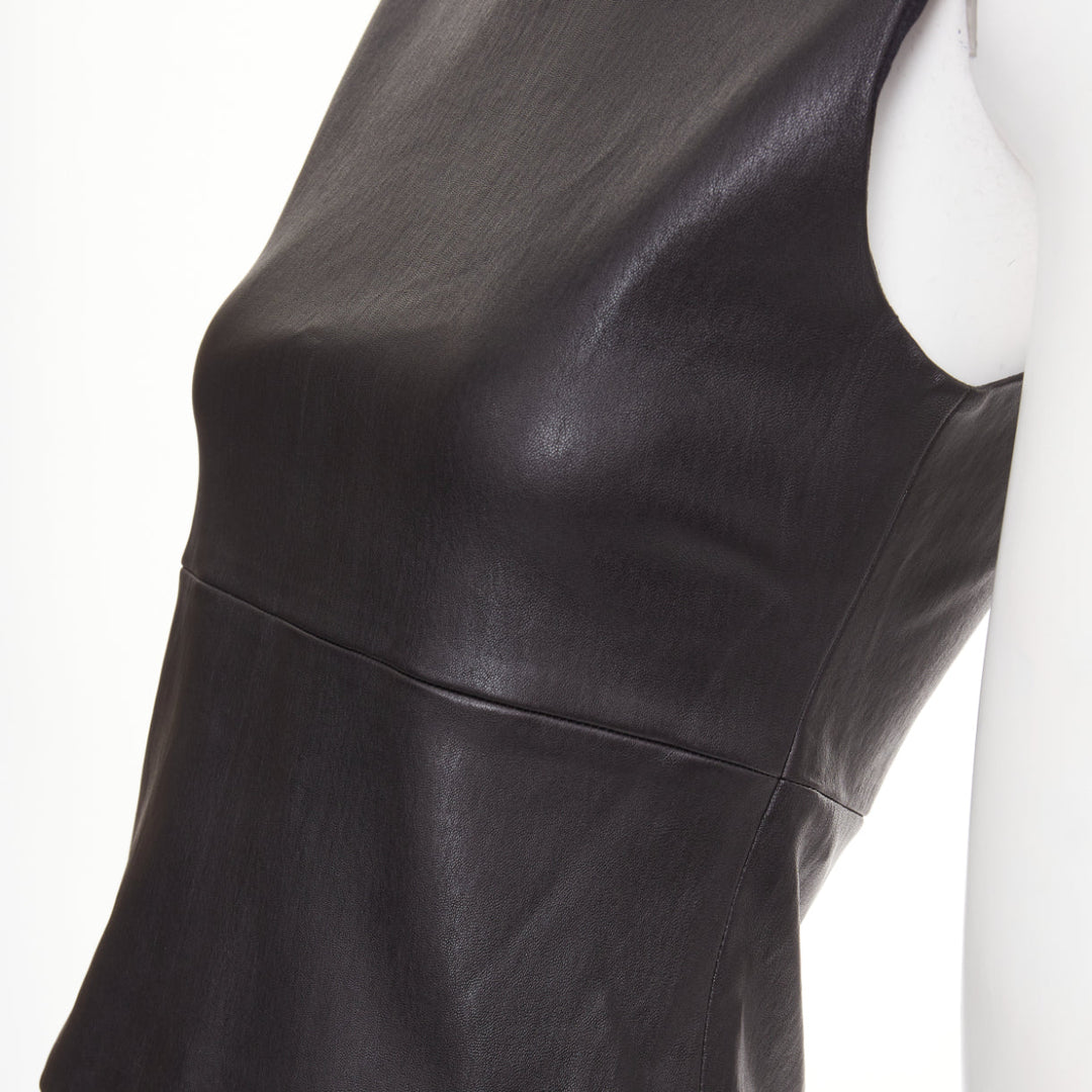 THE ROW soft lambskin stretch minimal seam sleeveless shell top US4 S