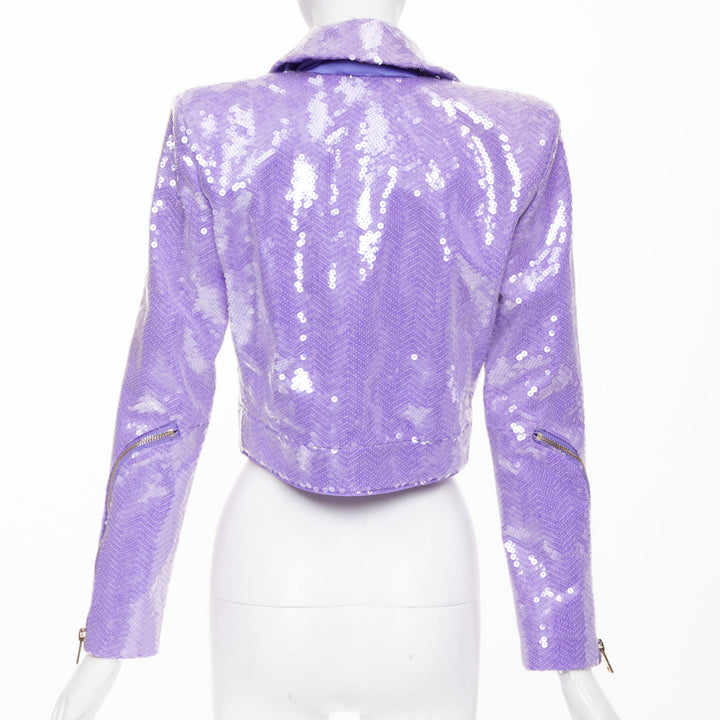 ZHIVAGO That Old Houdini Magic purple pink heat activated sequin jacket UK6 XS