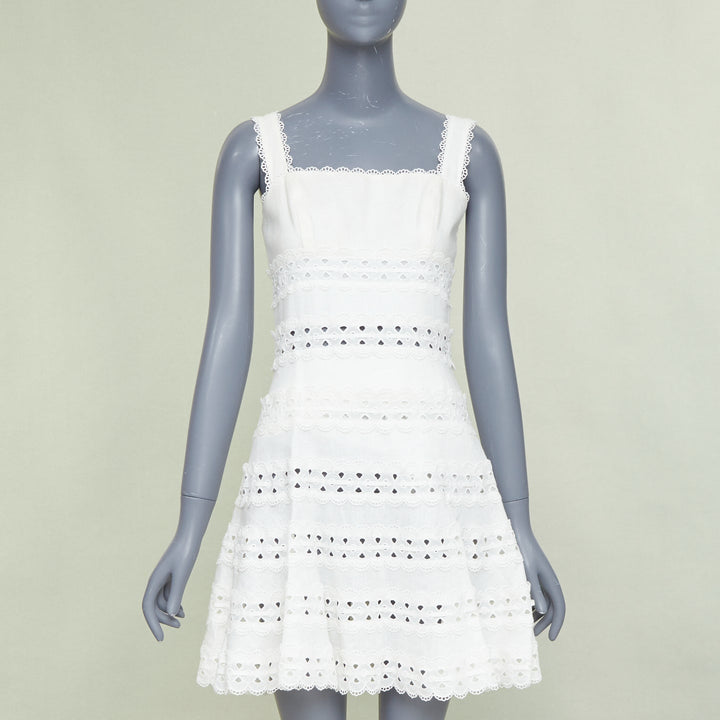 ZIMMERMANN white 100% linen embroidered anglais cotton sundress Sz.2 M