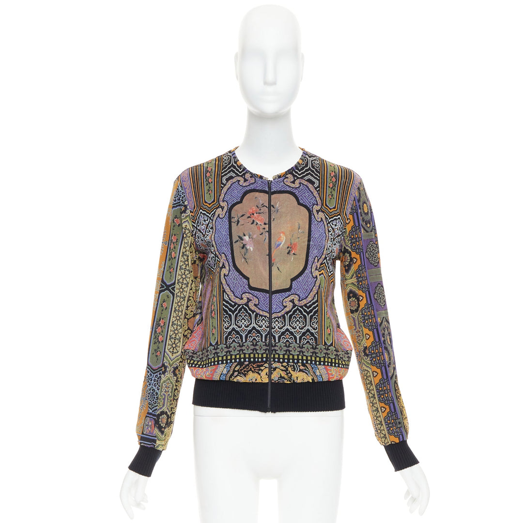 rare VIVIENNE TAM purple Dynasty chinoiserie dragon birds print bomber jacket