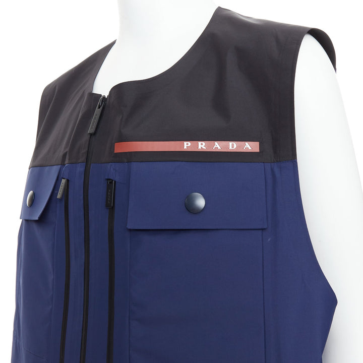 PRADA Linea Rossa SGB592 Extreme Tex navy utility pocket cropped vest M