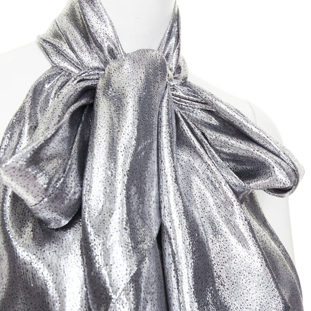 ALEXANDRE VAUTHIER COUTURE SS2021 Runway silver lame halter bloomer pants set