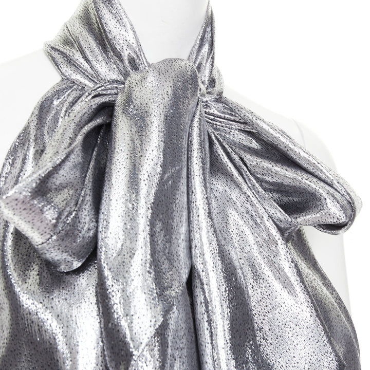 ALEXANDRE VAUTHIER COUTURE SS2021 Runway silver lame halter bloomer pants set