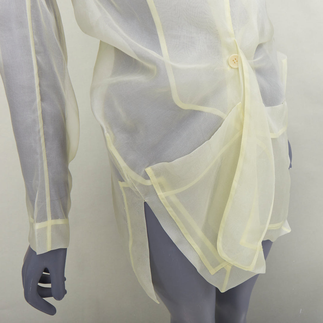 CECILIE BAHNSEN Jaughna buttermilk yellow 100% silk deconstructed blazer UK8 S