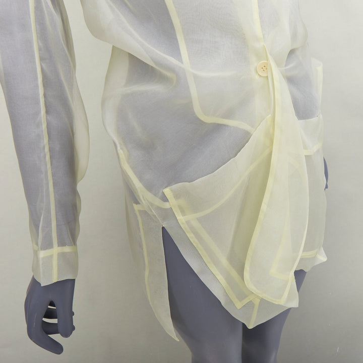 CECILIE BAHNSEN Jaughna buttermilk yellow 100% silk deconstructed blazer UK8 S