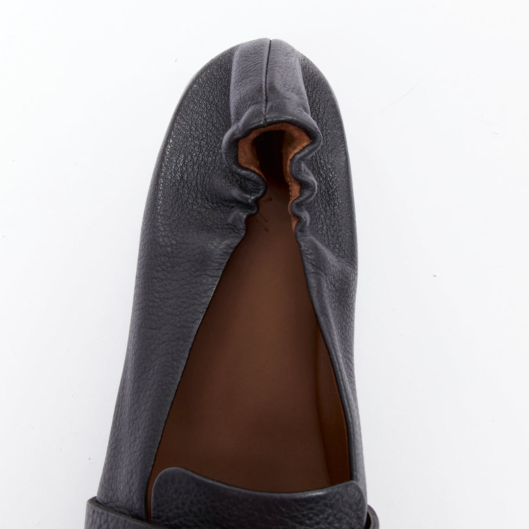 MARSELL Spatolona black square toe elastic back flat loafers EU38