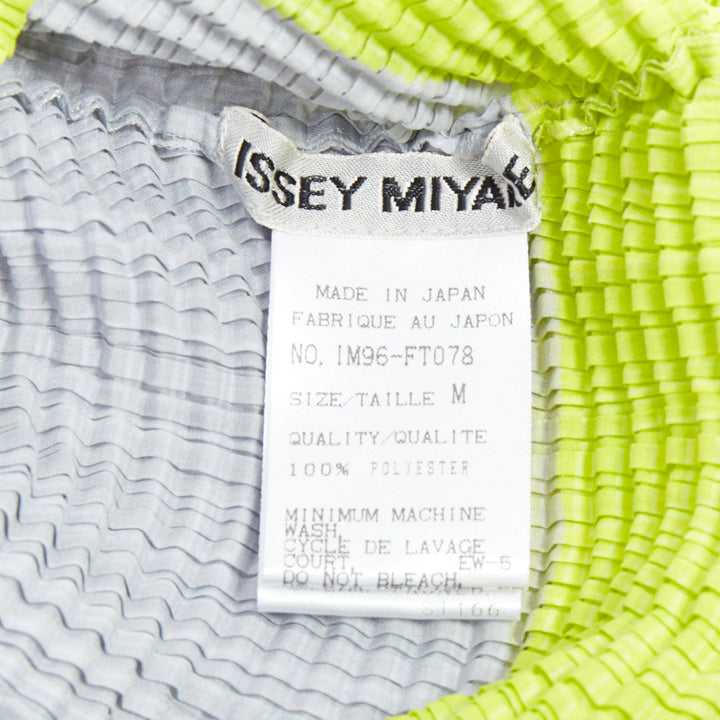 ISSEY MIYAKE neon green pink grey colorblock pleated tank top M