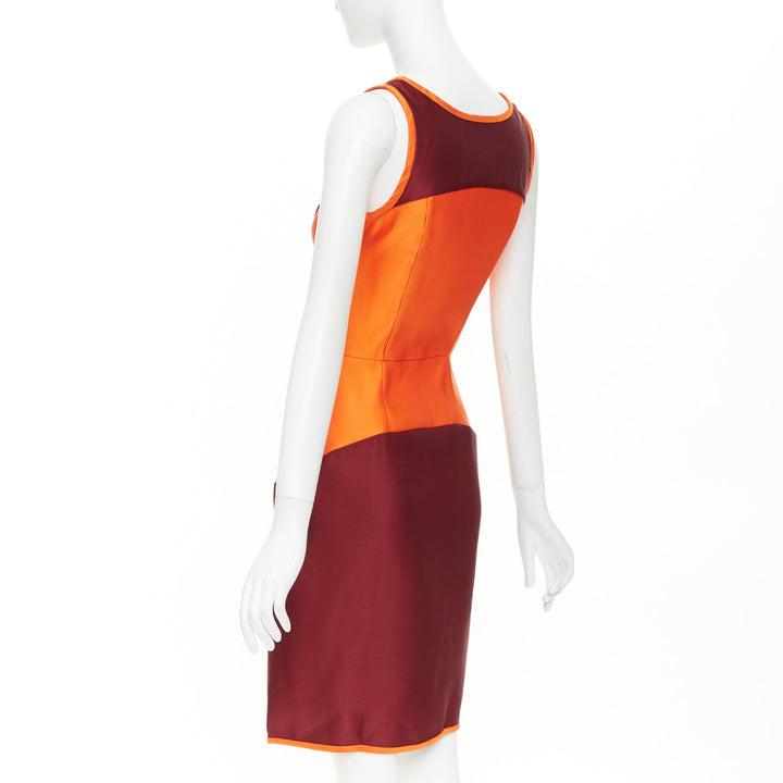 rare MIU MIU 2008 Runway Vintage Sportif geometric silk satin dress IT38 XS