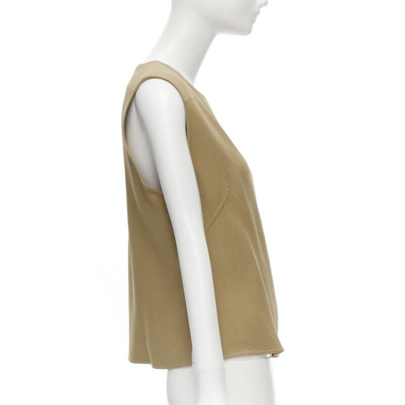 MARNI brown crepe gold button asymmetric draped sleeve boxy top IT40 S