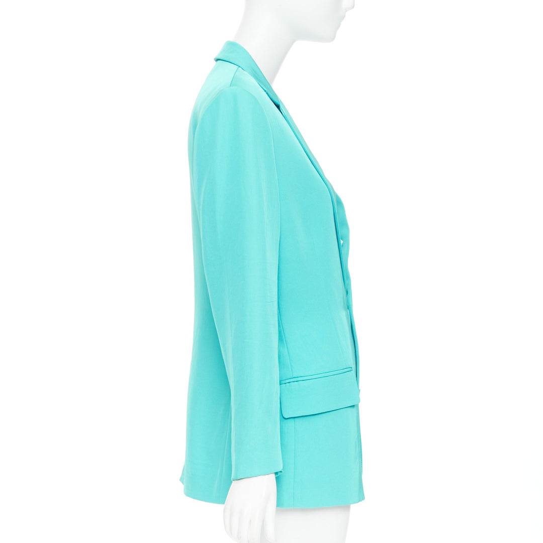 BALENCIAGA 2022 bright turquoise creased twill  rubber oversized blazer FR34 XS
