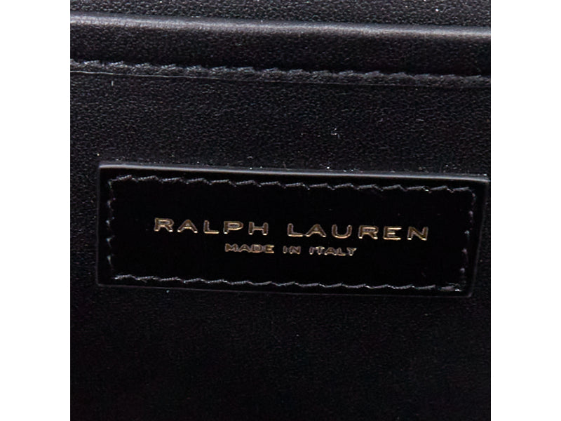 RALPH LAUREN Collection RL 888 black calfskin gold RL crossbody satchel bag