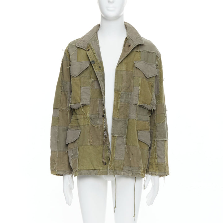 JUNYA WATANABE 2006 M65 green frayed patchwork field coat XS