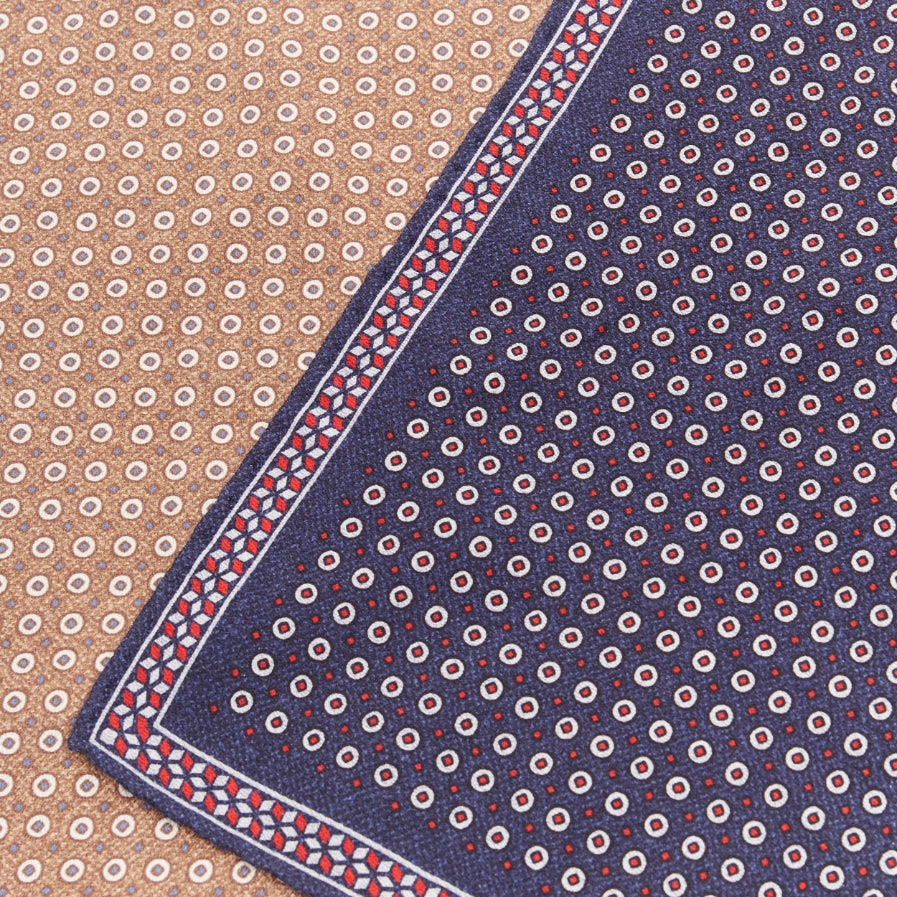 BRUNELLO CUCINELLI Set Of 3 silk polka dot houndstooth printed pocket square