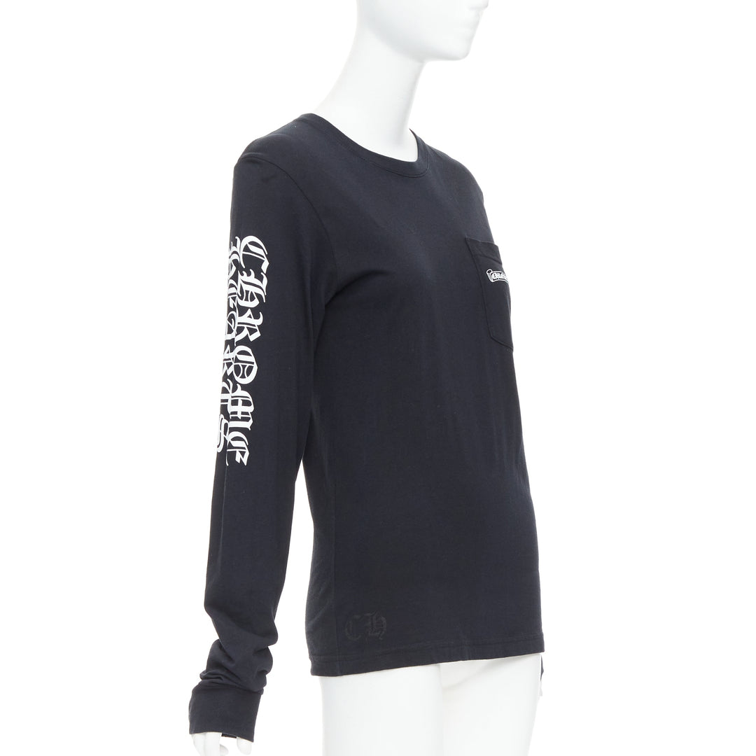 CHROME HEARTS black cotton white crosses logo long sleeve tshirt S
