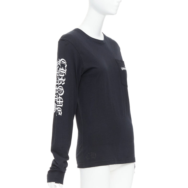 CHROME HEARTS black cotton white crosses logo long sleeve tshirt S