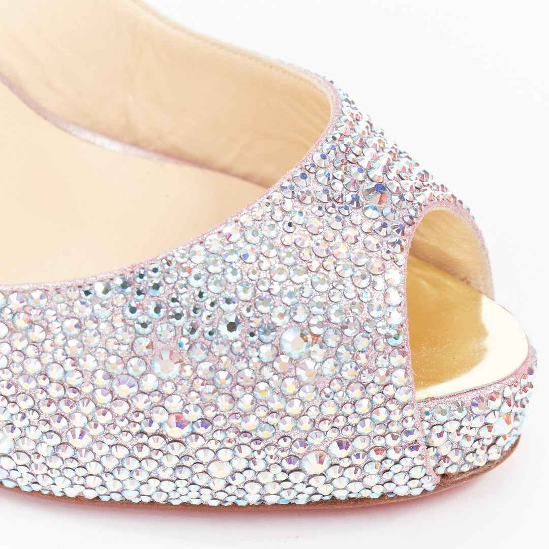 CHRISTIAN LOUBOUTIN Very Prive Strass 120 silver crystal slingback pump EU37.5