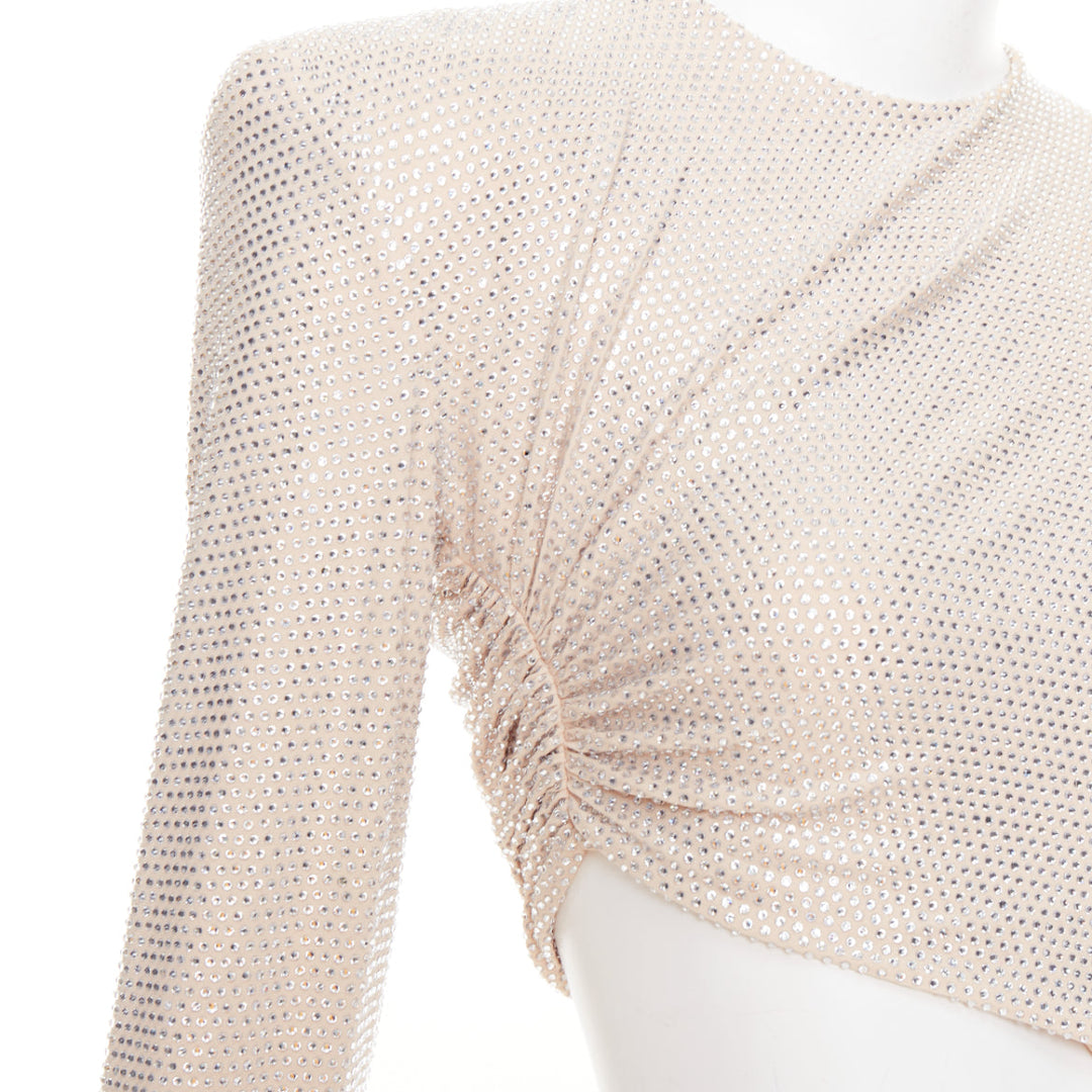 ALEXANDRE VAUTHIER 2023 Bridal ivory diamond strass crystal cut out draped gown