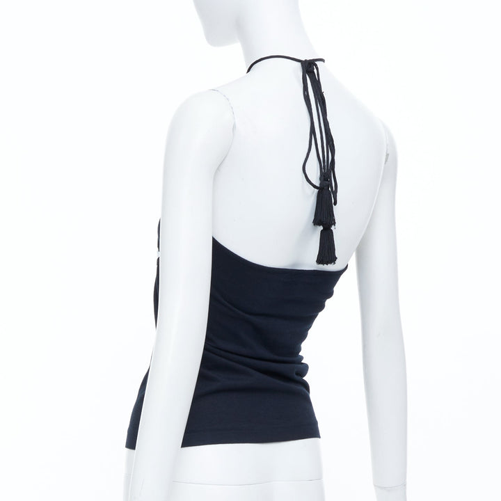 DOLCE GABBANA 2003 Vintage Atlanta graphic print black jersey halter top IT38 XS
