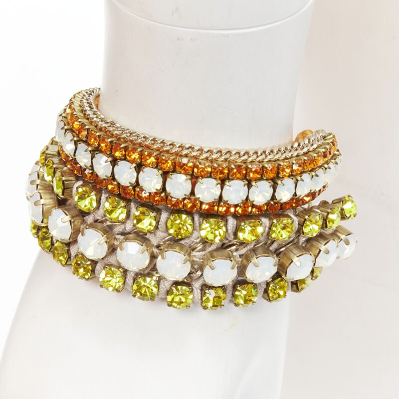 RADA Lot of 2 yellow orange rhinestone crystal jewel pearl charm bracelet