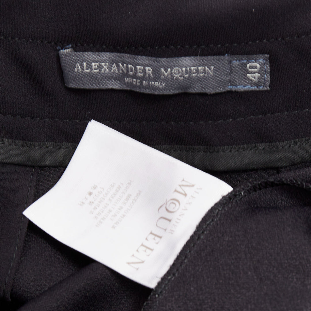ALEXANDER MCQUEEN black cummerbund waistband tapered cropped trousers IT40 S