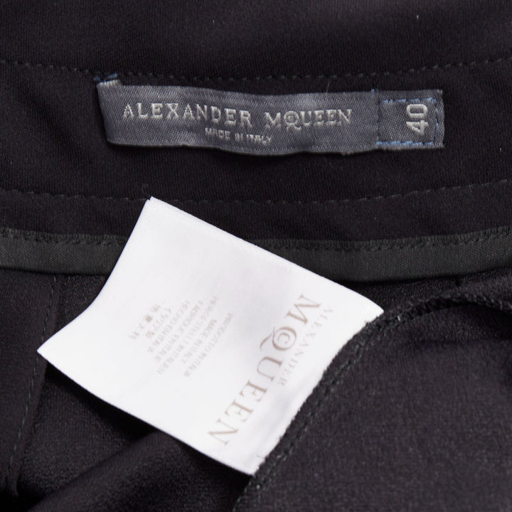 ALEXANDER MCQUEEN black cummerbund waistband tapered cropped trousers IT40 S