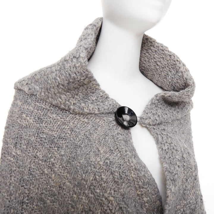 STELLA MCCARTNEY grey alpaca flax blend chunky knit hooded cardigan IT36 XXS