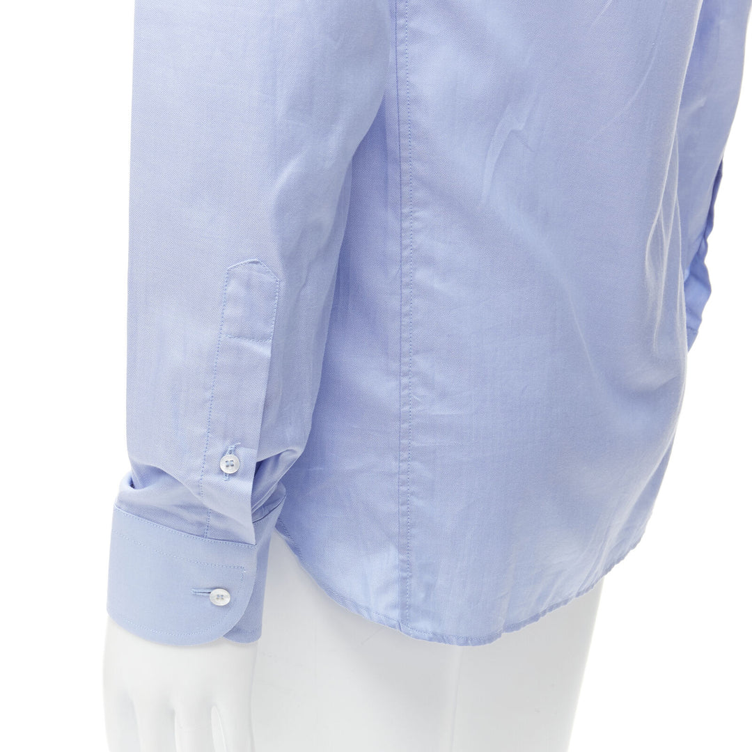 GUCCI 100% cotton blue classic top stitches classic collar shirt EU38 S